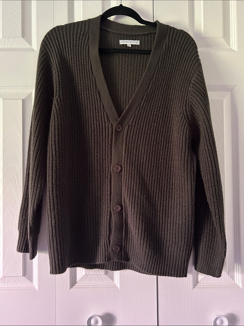 Brown Knit Button Up Cardigan